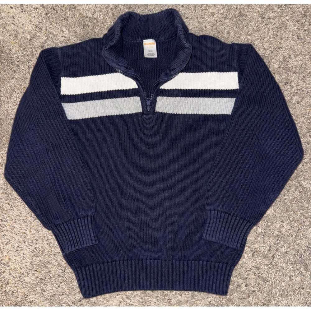 Gymboree Quarter Zip Mock Neck Cotton Navy Blue Striped Sweater Boys 7‎ - 8 2016